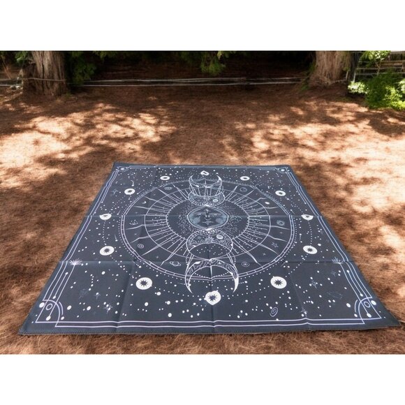 Celestial Moon Phase Altar Cloth 19x19 Tarot Mat Mystical Divination - Picture 2 of 9